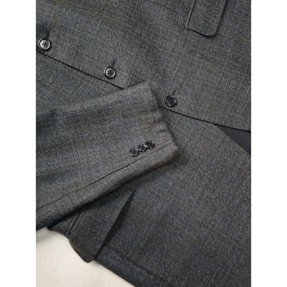 Zaharoff Mens Wool Sports Coat 44L Blue Beige Canada 3 Button Blazer